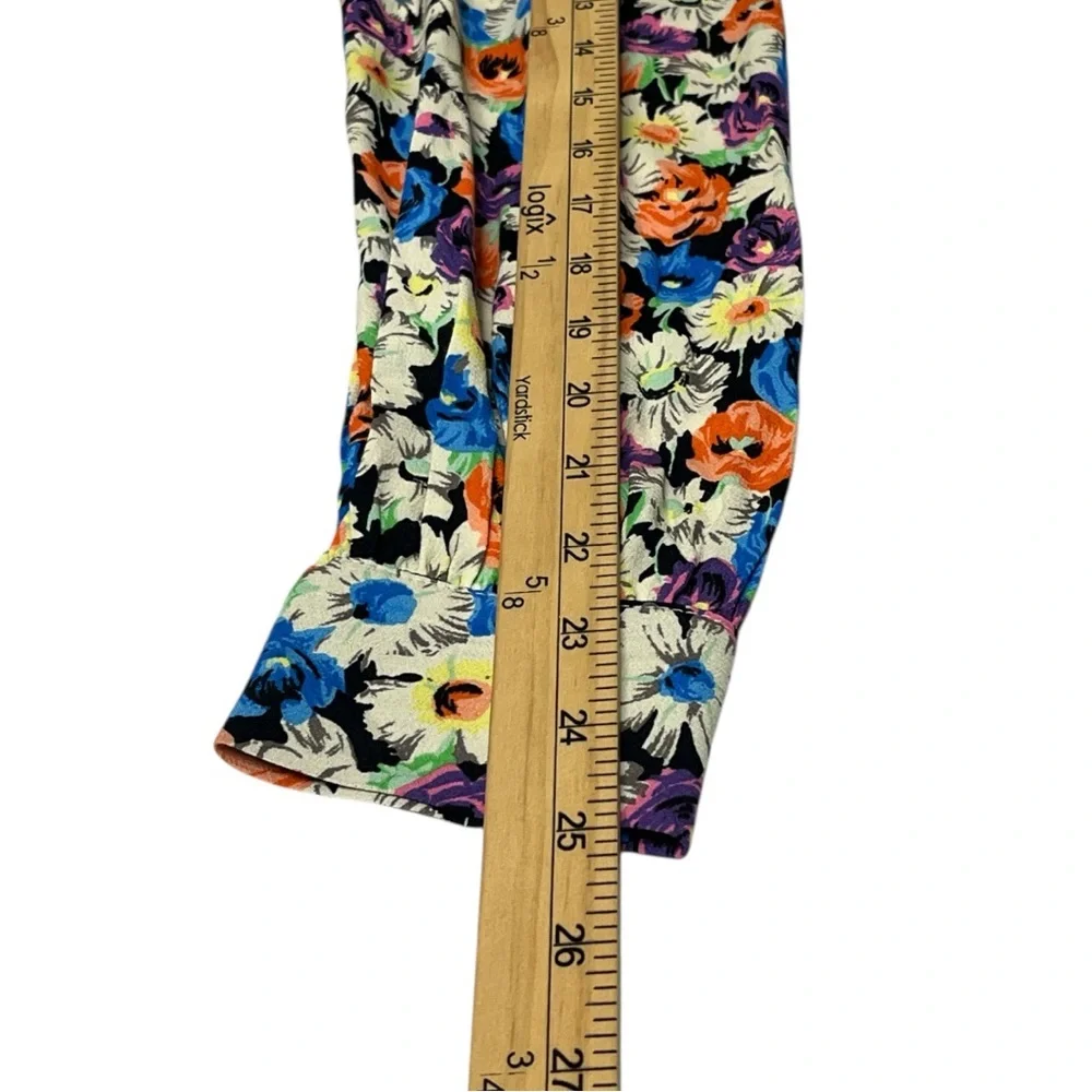 Zara Multicolor Floral Long Sleeve Ruched Mini Dress Size Medium - Picture 7 of 16